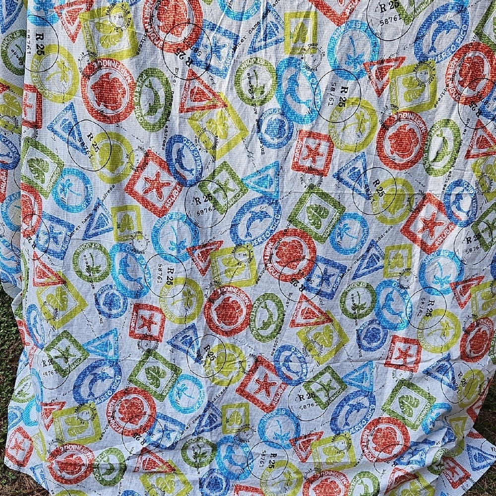 VINTAGE  NEW  GARNET HILL   COTTON  72" X 72"  CARIBBEAN ISLANDS  SHOWER CURTAIN